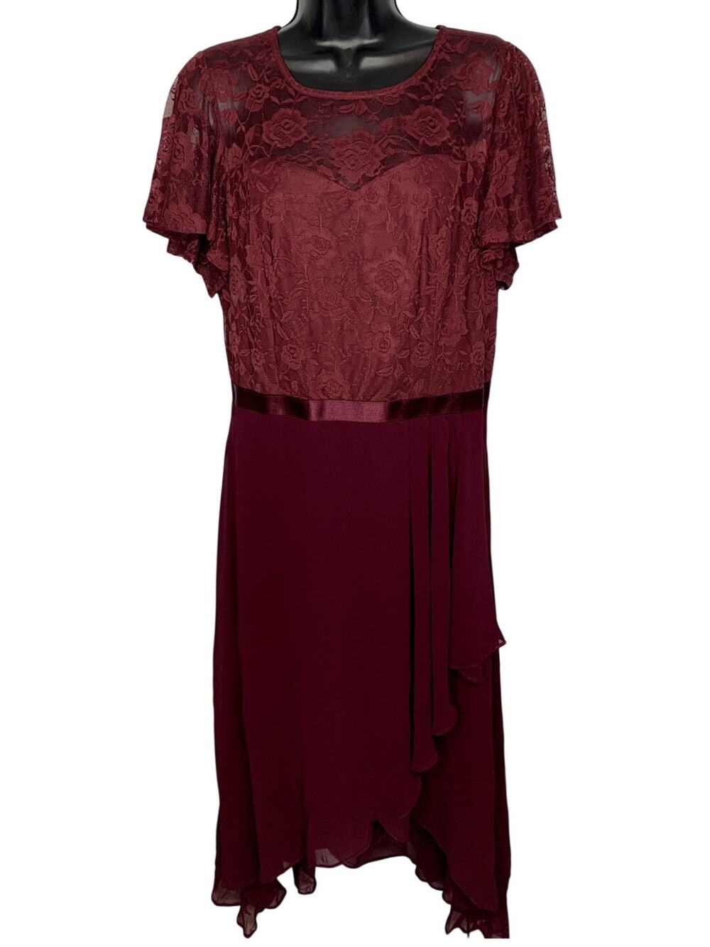 Wedtrend Women's 2XL Maroon Burgandy Formal Dress Lace